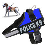 Peitoral Para Cachorro Porte Pequeno E Médio Confortável K9 Cor Azul M Police K9 Tamanho Da Coleira M