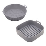 Kit 2 Cestos Formas De Air Fryer Silicone Quadrada/redonda