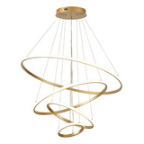 Luminária Lustre Pendente Led De Teto Moderno Argolas Nitrolux Lp404d Cor Dourado