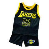 Conjunto Regata E Short Nba Lakers Infantil Bebê Menino