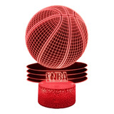 Lampara 3d Pelota De Baloncesto Nba 7 Colores Led Integrados