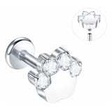 Piercing Titanio Patita Gato Circonitas Con Tope 1 Unidad