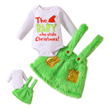 2pcs Vestido De Navidad De Fiestas Para Niña Verdes Y Pelos