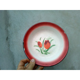 E/t-antiguo Plato Enlozado Decoracion 22 Diam X 3,2 Alto