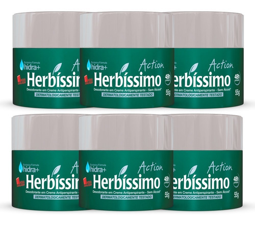 Kit Desodorante Creme Antitranspirante Action Herbissimo 55g