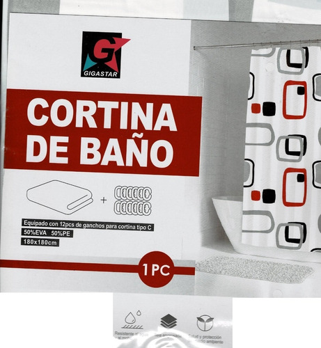 Cortina De Baño Diseños 180x180 + 12 Anillos 50%eva 50%pe