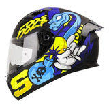 Casco Integral Shaft Sh-582sp Broken_mi Ngr.mat Azulvisortr