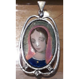 Antiguo Dije Oro 18 K 4 Diamante Esmalte Virgen Art Nouveau