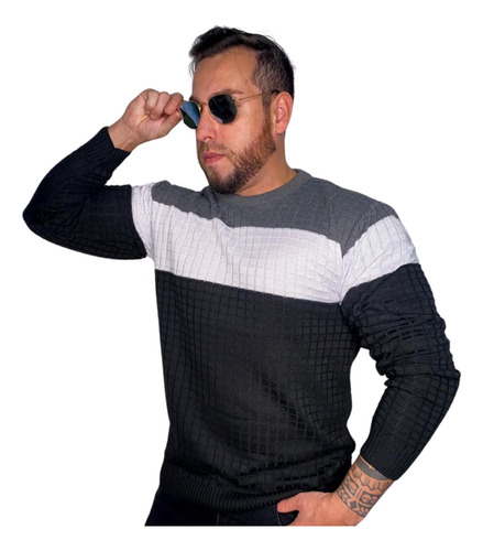 Suéter Blusa De Tricot Masculino Listrado Blusa Lã Masculina