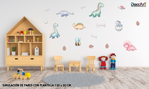 Vinil Decorativo Infantil- Dinosaurios Acuarela 1.20x80cm 