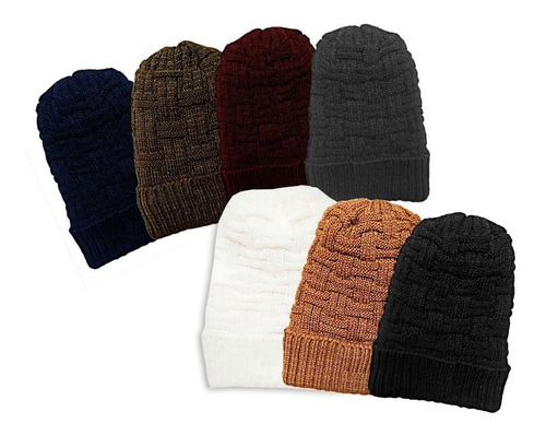 Gorro Unisex Lana Grueso Hombre Mujer Sin Pompom 