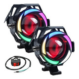 2 Faros Led Coloridos Motocicleta U7 Angel Devil Eyes