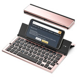 Teclado Plegable Inalambrico + Soporte De Tablet | Oro Rosa