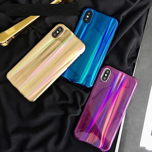 Funda Tornasol Para iPhone Holograma Dama Mujer Hombre Laser