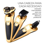 Máquina Afeitar Barba Eléctrica 3 En 1 Recargable Rasurar Color Gold