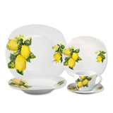 Lorren Home Trends Juego De Vajilla Cuadrada De Porcelana De