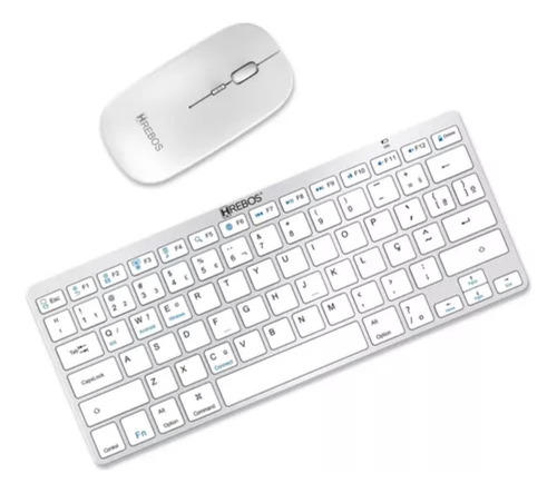 Kit Teclado E Mouse Bluetooth Sem Fio P/ Notebook Cor Branco