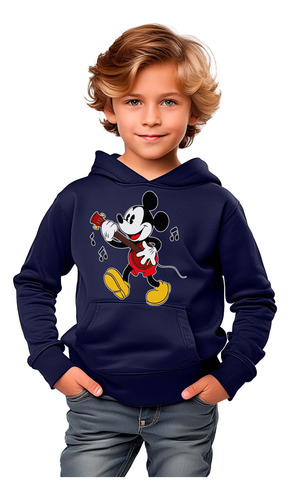 Poleron Con Capucha Y Bolsillo Niño Mickey Con Guitarra Exclusivo