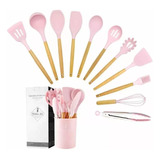 Set 12 Utensilios Cocina Silicona Y Madera Repostería