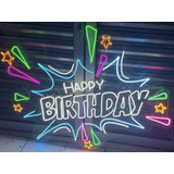 Happy Birthday Anuncio Comic Neon Led