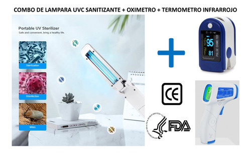 Lampara Portatil Uv Sanitizante +termometro Infrarrojo + Oxi