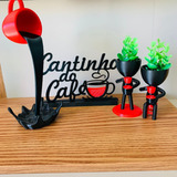 Kit Cantinho Do Café Com Vasos Bob Xicara Flutuante Vermelho