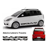 Adesivo Lateral Fiat Idea Fg1 E Traseira Kit Faixa Fita Cor Preto