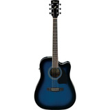 Guitarra Acústica Ibanez Pf15ece Para Diestros Transparent Blue Sunburst High Gloss Brillante