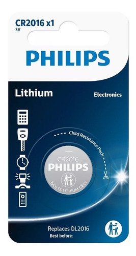 Pila Bateria Lithium Cr 2016 X 1 Unidad Philips 3v Caseros