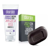 Kit Clearskin Másc. Facial Argila Rosa+sab. Barra Carvão