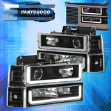 For 94-98 Gmc C/k Yukon Sierra Black Led Drl Projector H Aac