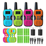 Walkie Talkies Para Niños, Paquete Recargable De 4