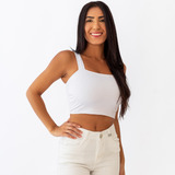 Top Faixa Cropped Alça Grossa Feminino Fitness Academia Plus