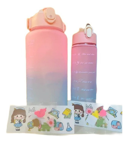 Kit 2 Botellas De Agua Motivacionales 2000ml + 900ml