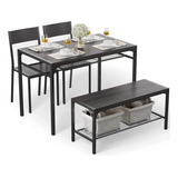 Gizoon Mesa De Cocina Y 2 Sillas Para 4 Personas Con Banco