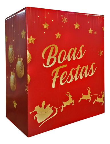 Cesta De Natal Caixa Boas Festas 26,5x16x32cm M 20 Unidades