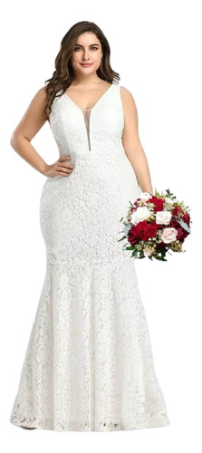 Vestido Casamento Plus Size Renda 42 Longo Civil Festa Noiva