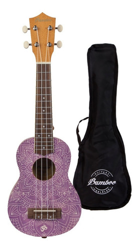 Ukelele Soprano Bamboo Diseño Crown Con Funda Color Marrón