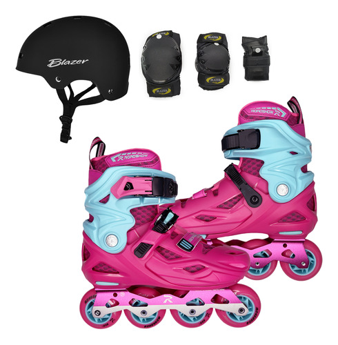 Patines Freeskate Slalom Ajustable Ar+protecciones+casco