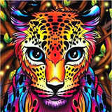 Kit 5d Diamond Painting Leopardo Completo Diamante 30x30 Cm