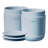 Juego De 2 Vasos De Gres Corelle De 4 Piezas Con Tapas, Taza