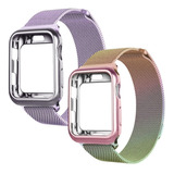 2 Correas Para Apple Watch Con Case Protector De Pantalla