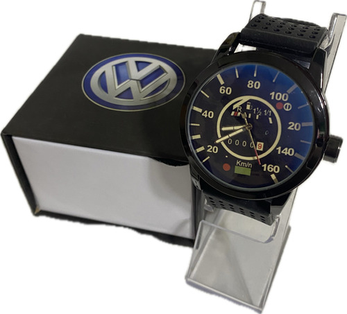 Reloj Unisex Analogo Velocimetro Vw Neg/dor. Estuche Regalo