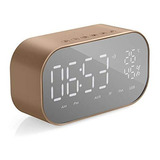 Reloj Despertador Portátil Con Radio Fm Color Dorado