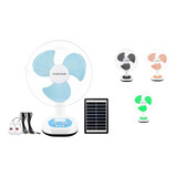 Ventilador Solar Recargable Abatible Con 2 Focos Camping 12