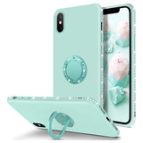 Funda Celeste Para iPhone XS Max Con Anillo De Soporte