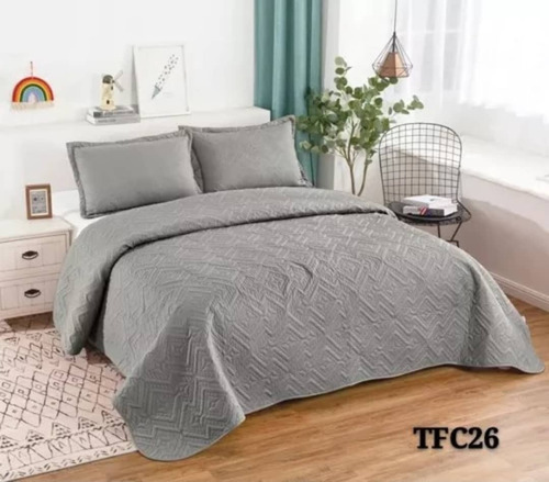 Cubrecama Quilt De Verano King Lisos Color Gris