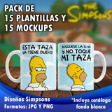 15 Plantillas P/sublimar Simpsons P/tazas + 15 Mockups