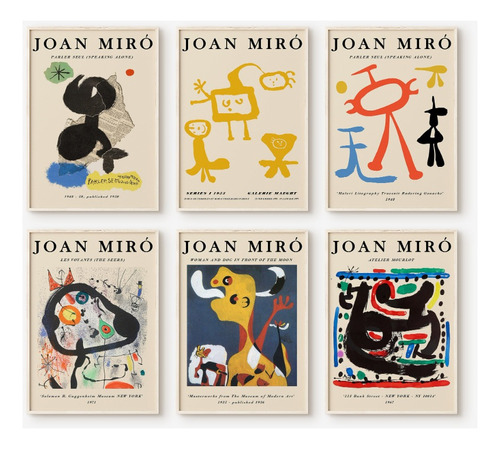 Cuadros Decorativos  Minimalistas Joan Miro Set X 6