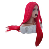 Peruca Vermelha Cosplay Ariel Festa A Fantasia Lisa 70 Cm